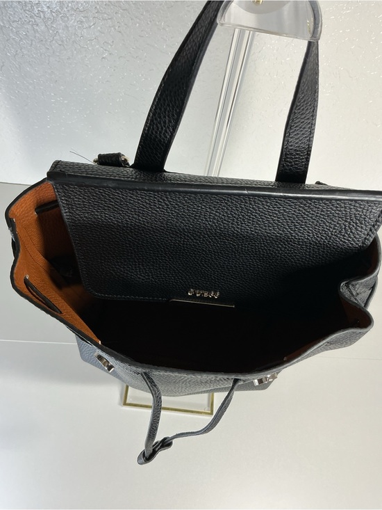 GUESS Black Pebbled Leather Drawstring Backpack with Gold Hardware main image 4